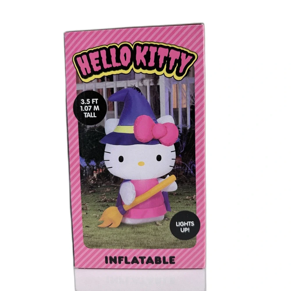 Hello Kitty Halloween Witch Inflatable 3.5 FT Airblown Lights Up Sanrio Pink
